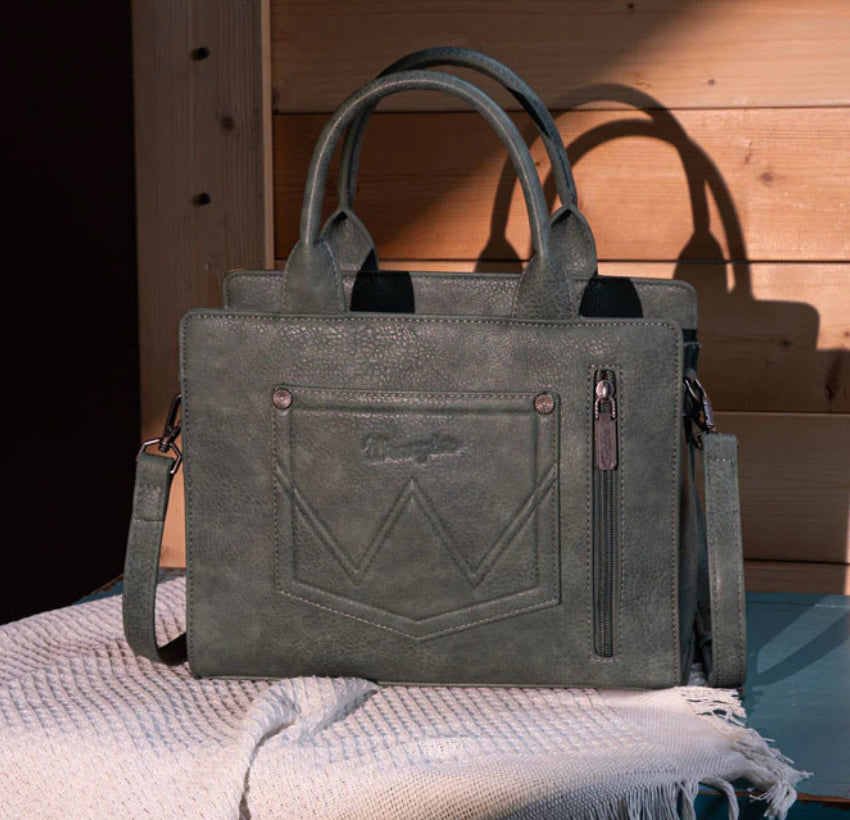 green embroidered wrangler crossbody