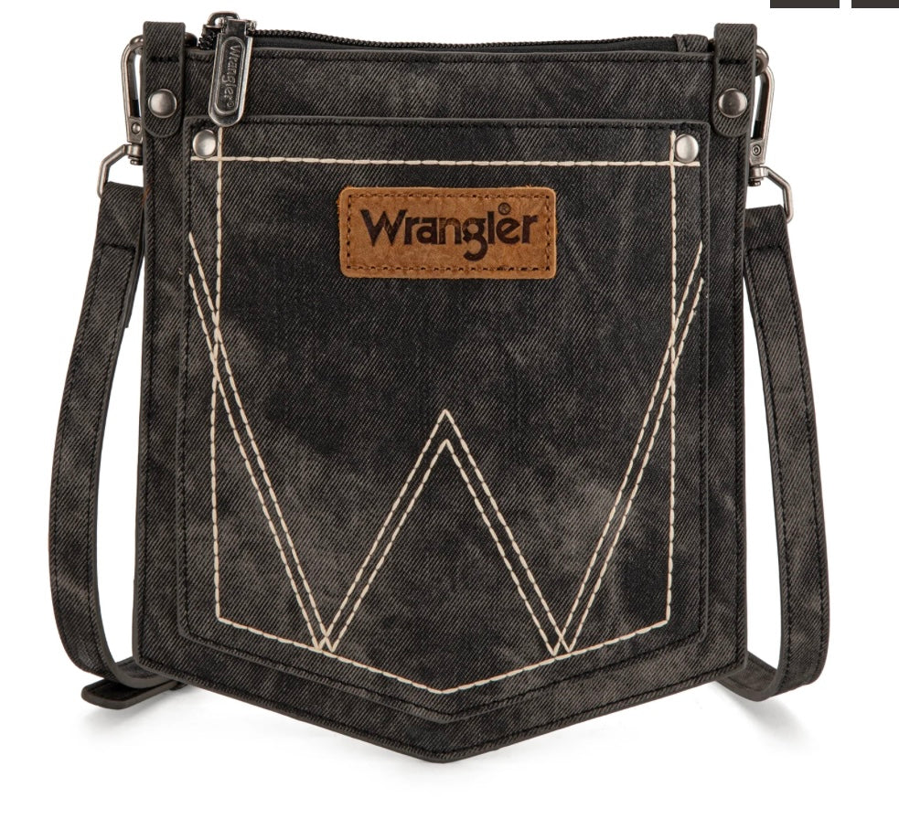 denim pocket black wrangler crossbody