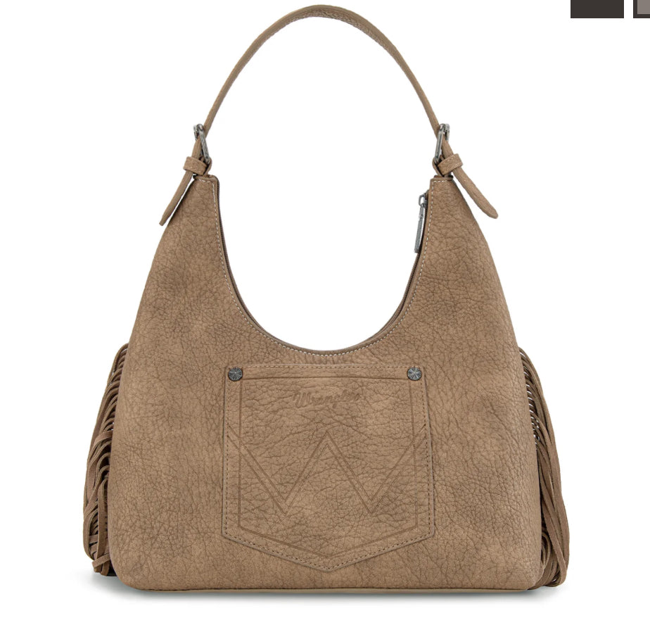 fringe floral tooled wrangler hobo bag