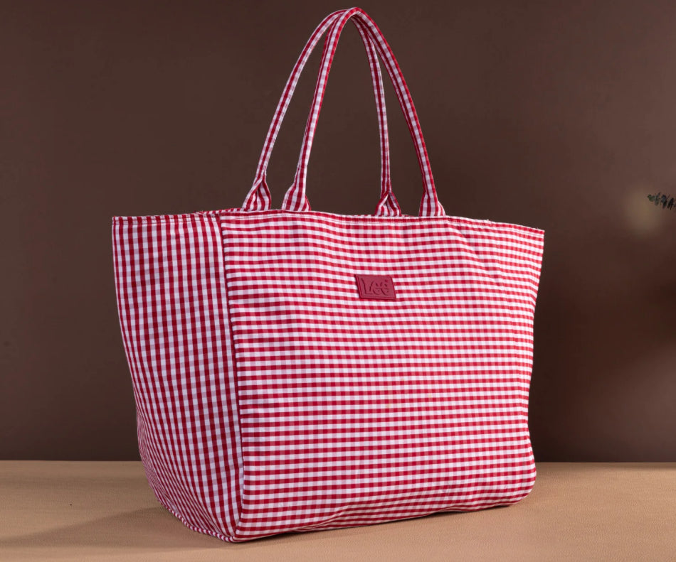 LEE plaid cotton tote