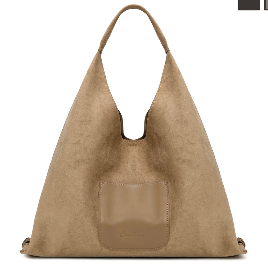 boot stitch khaki hobo bag