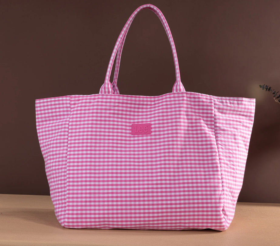 LEE plaid cotton tote