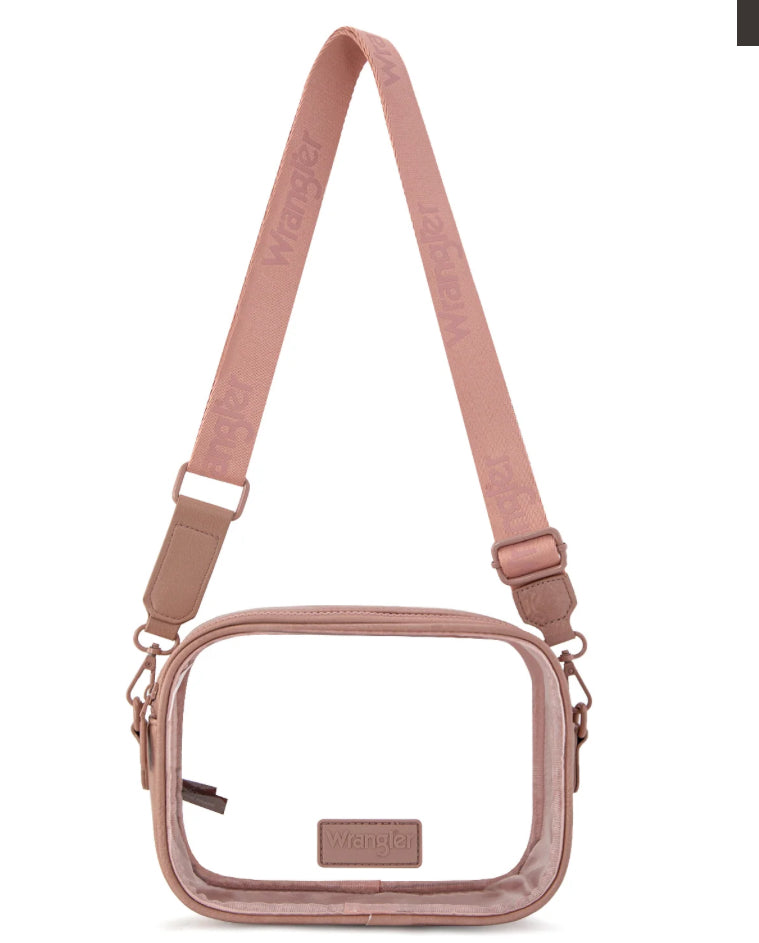 dark pink wrangler clear crossbody