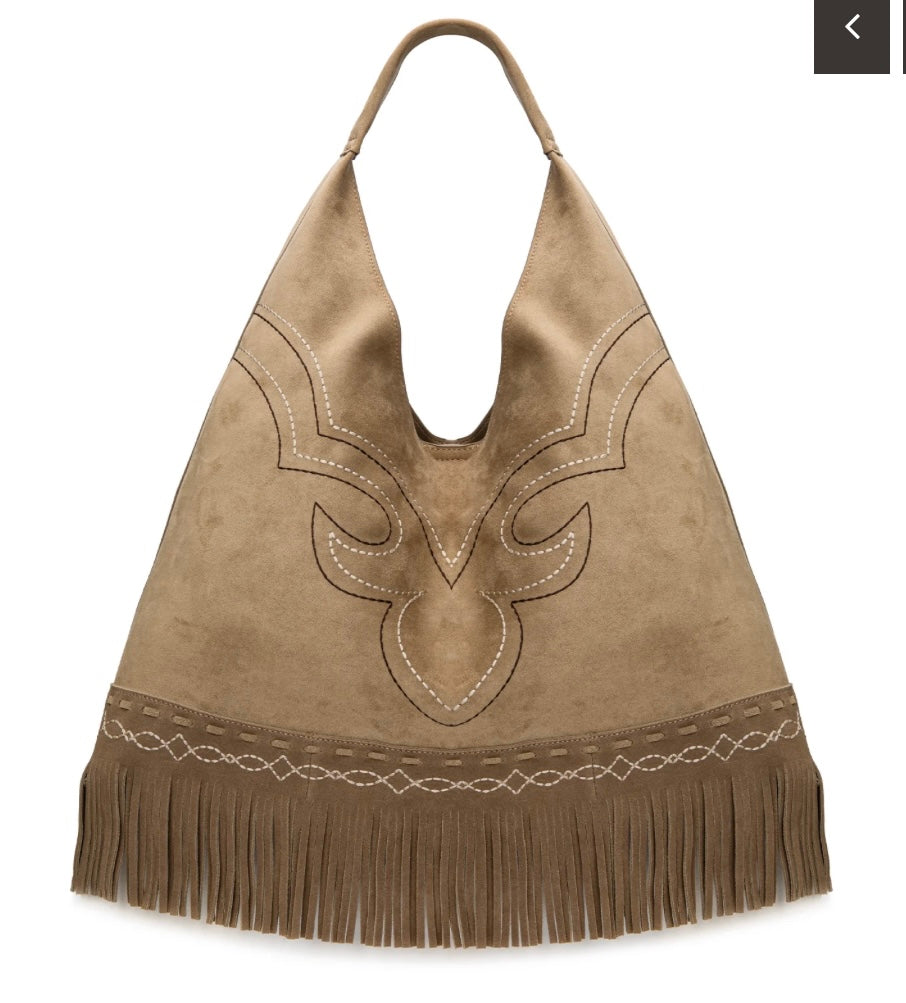 boot stitch khaki hobo bag