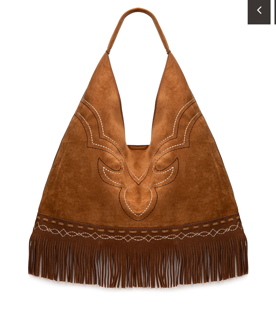 boot stitch coffee hobo bag