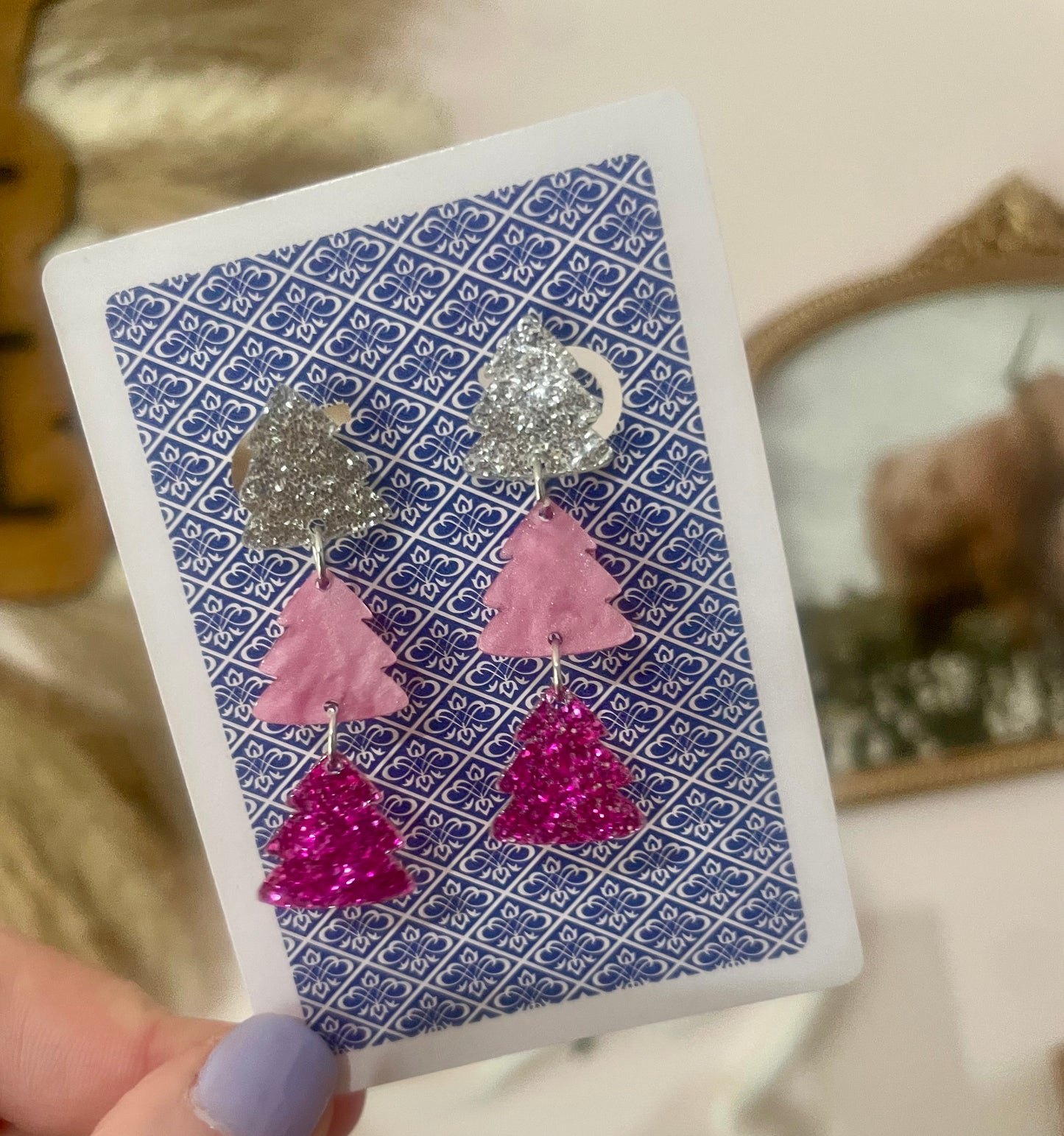 pink + glitter trees
