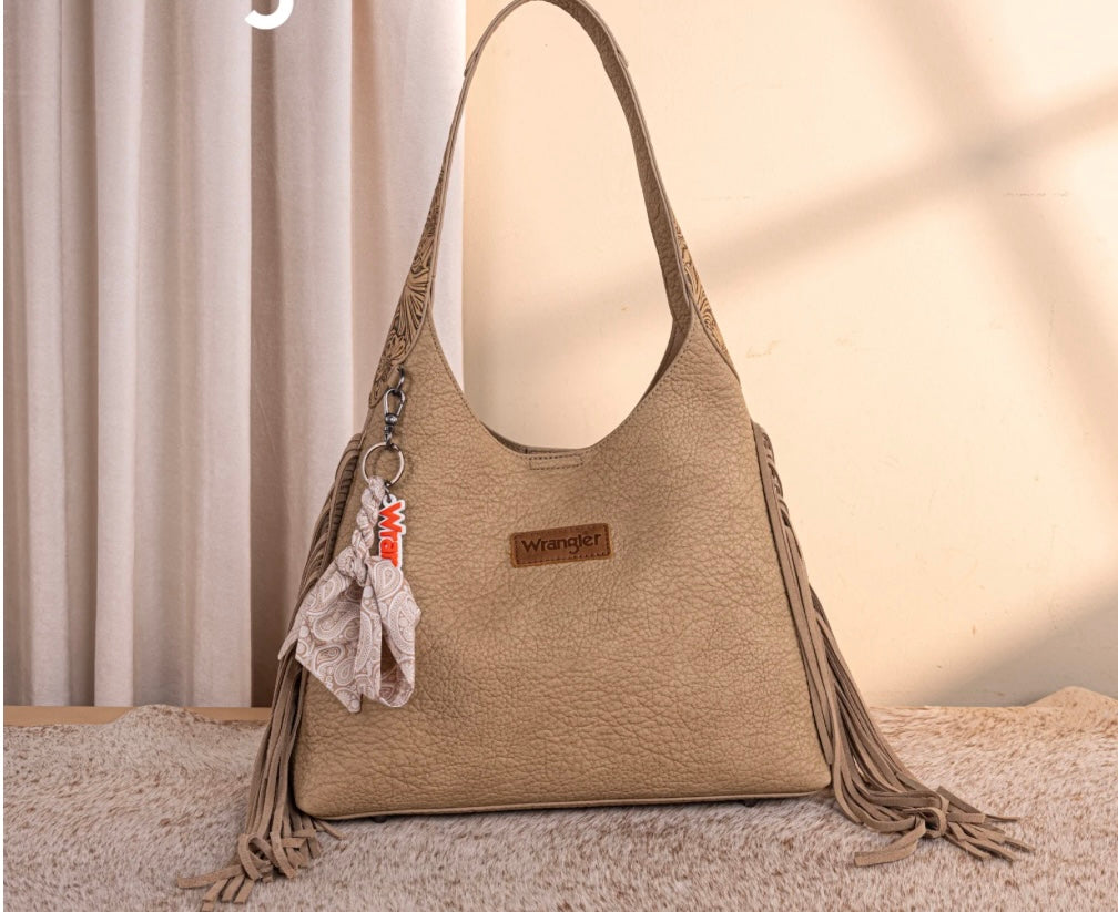 floral tooled hobo bag