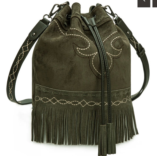 boot stitch fringe crossbody
