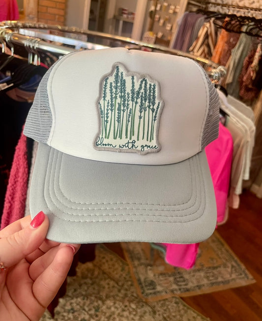 bloom with grace trucker
