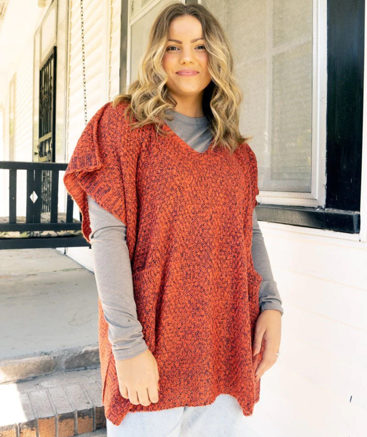 Rust Pocket Poncho