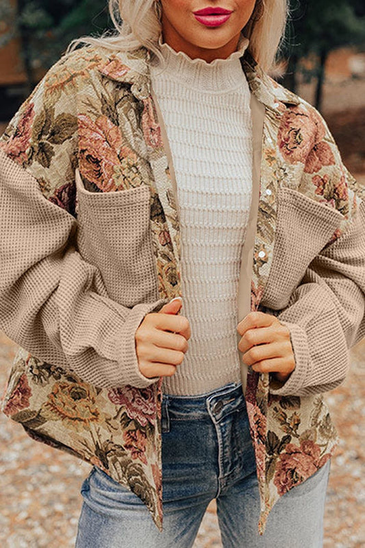 Khaki Floral Patchwork Jacket