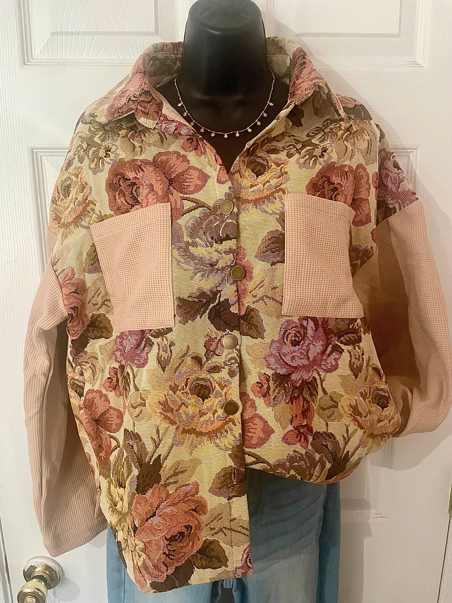 Khaki Floral Patchwork Jacket