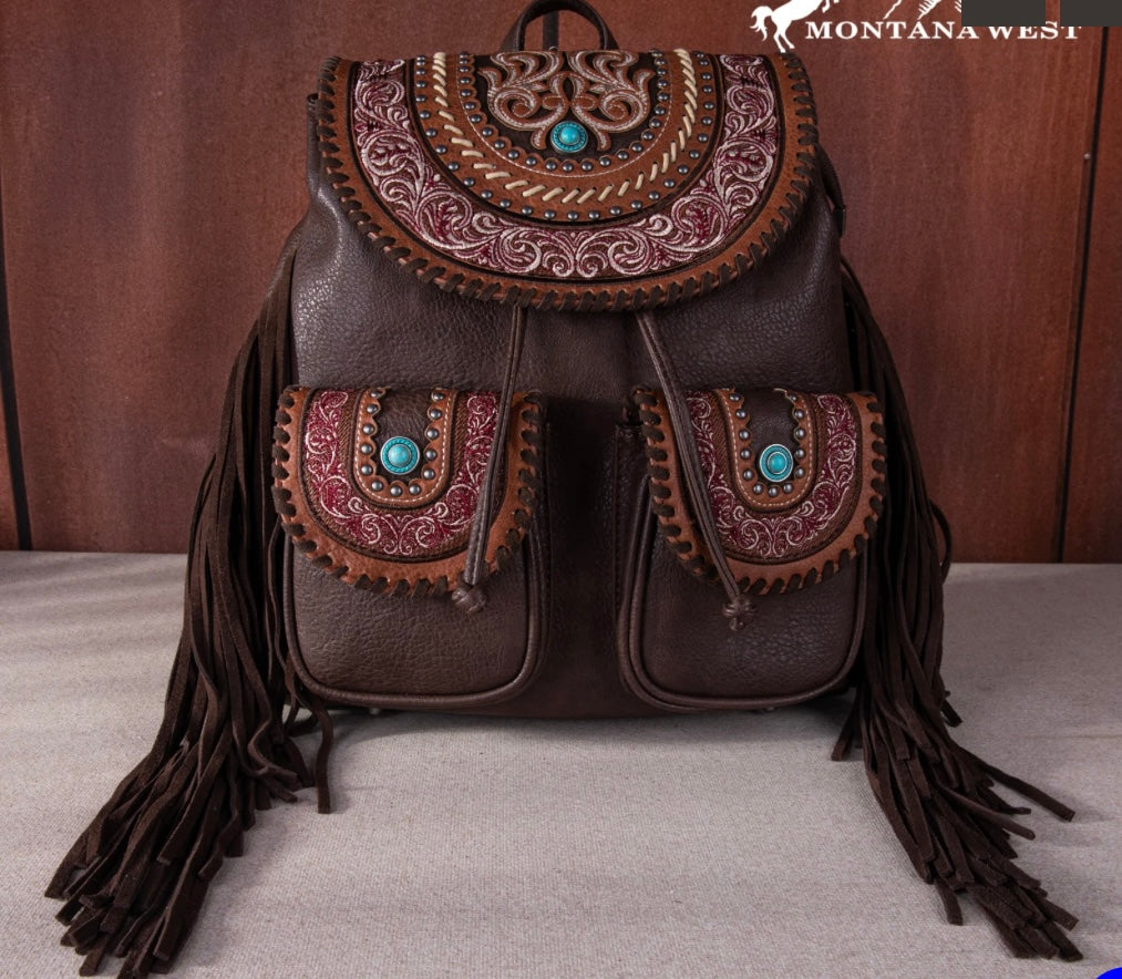 Floral Embroidered Backpack