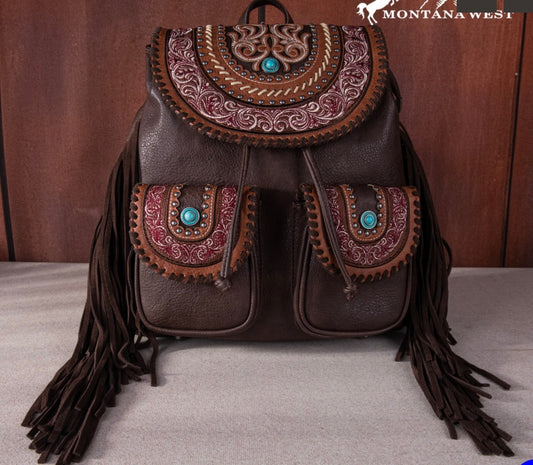 Floral Embroidered Backpack