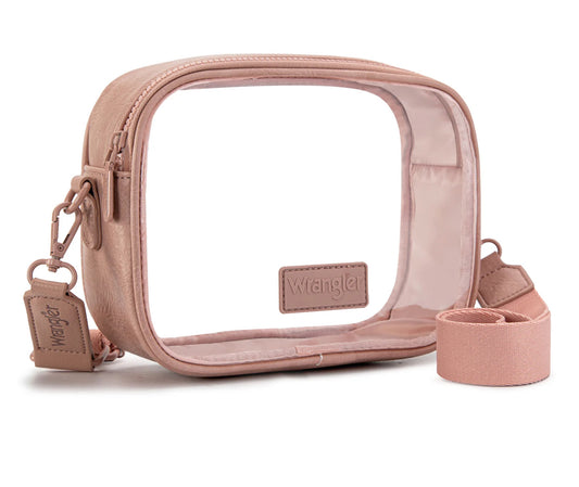 dark pink wrangler clear crossbody