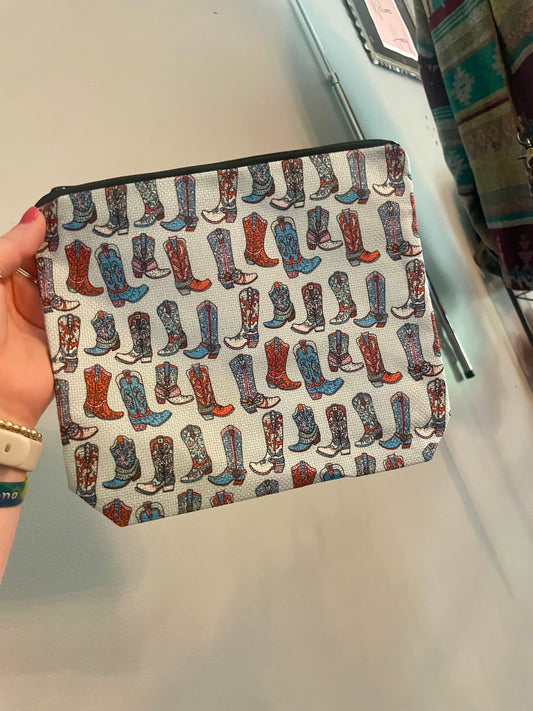 blue boots cosmetic bag