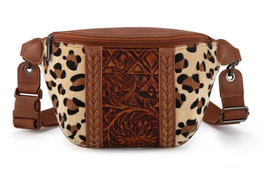 leopard + tooled fanny pack