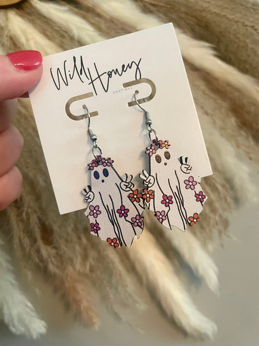 flowerin ghost earrings