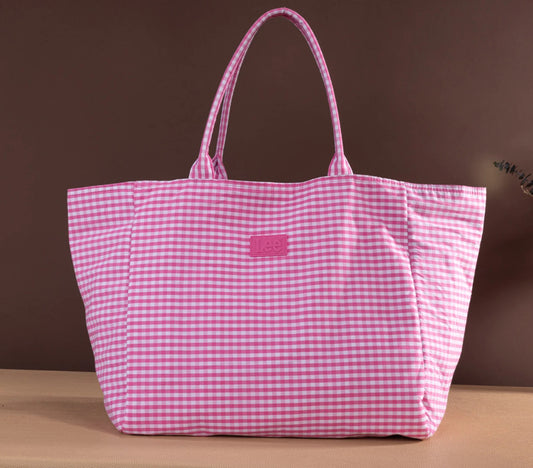 LEE plaid cotton tote