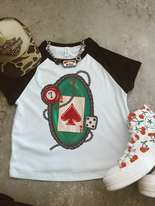 Turquoise Stone Raglan cropped baby tee