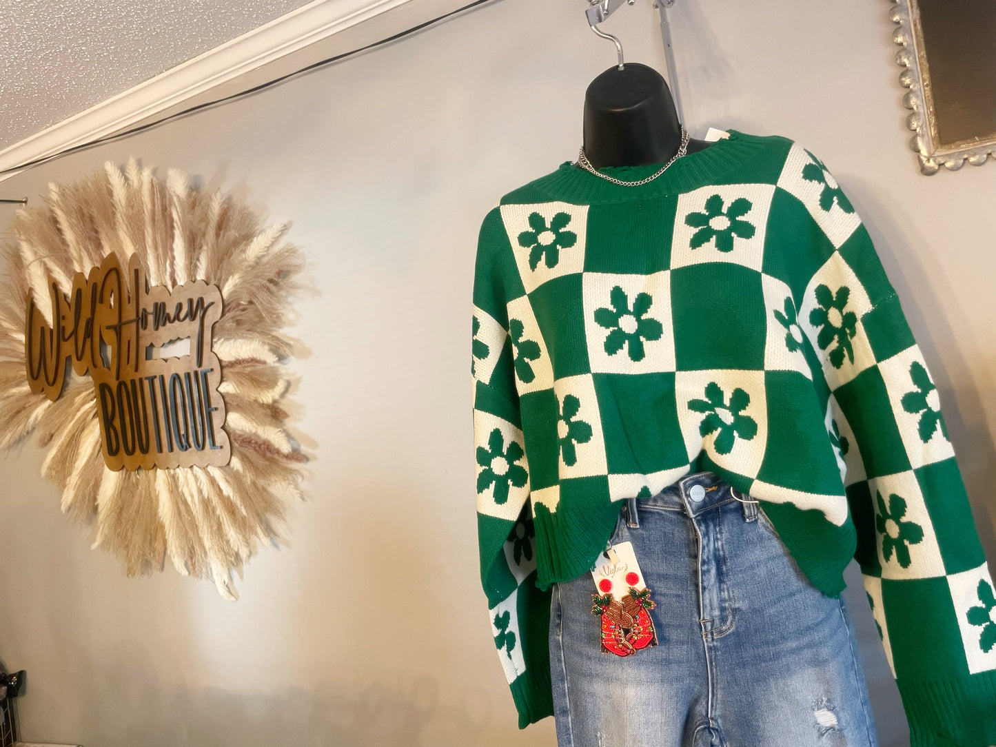 Flowers & Checkers Sweater