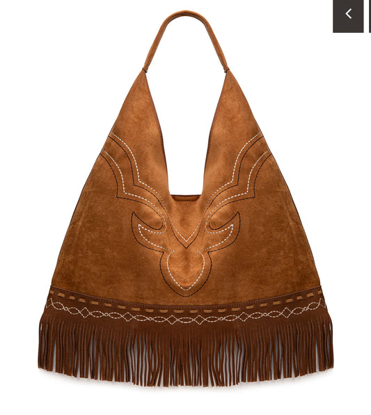 boot stitch coffee hobo bag