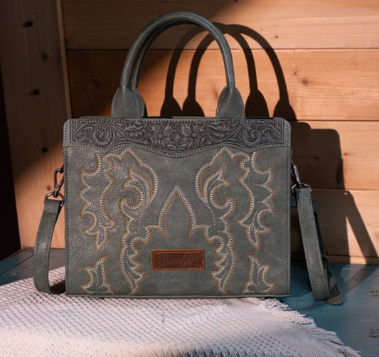 green embroidered wrangler crossbody