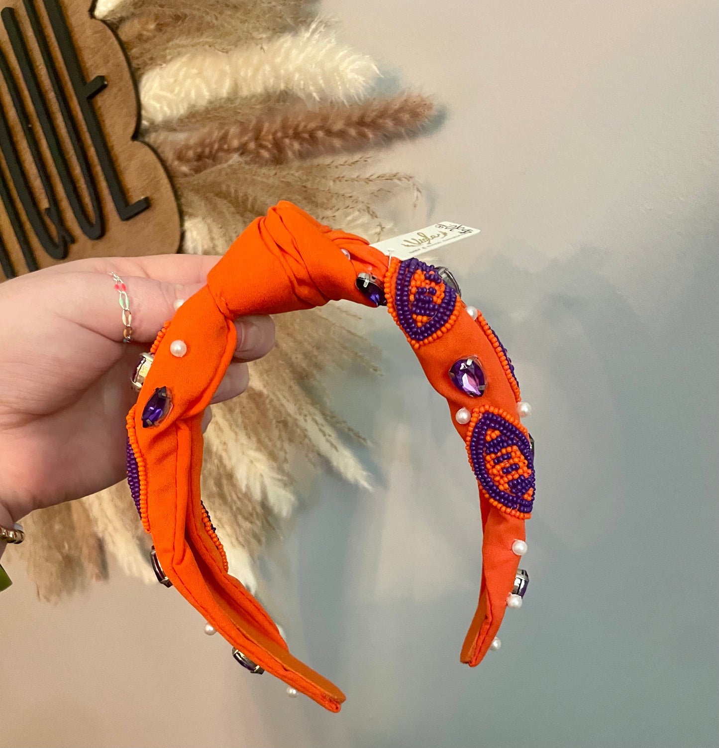 orange football headband