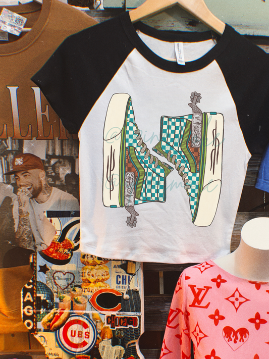 Checkered Out 2.0 Raglan baby tee
