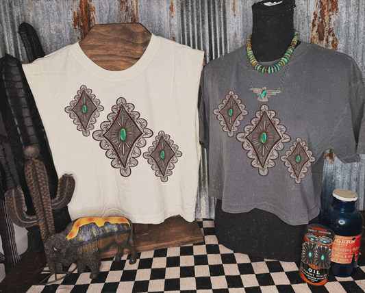 Sonoran Conchos cropped tee-faded black